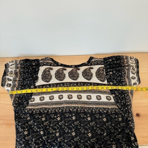 Free People Paisley Tee Shirt Blouse Black Brown XS - Picture 13 of 14